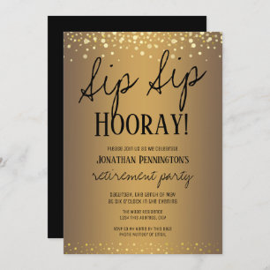 Sip Sip Hooray Elegant Gold Retirement Party Kaart