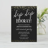 Sip Sip Hooray Elegant Gold Retirement Party Kaart (Staand voorkant)