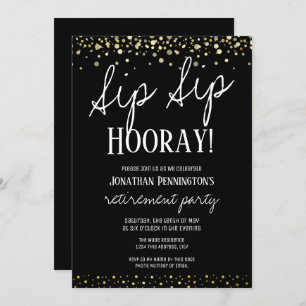 Sip Sip Hooray Elegant Gold Retirement Party Kaart