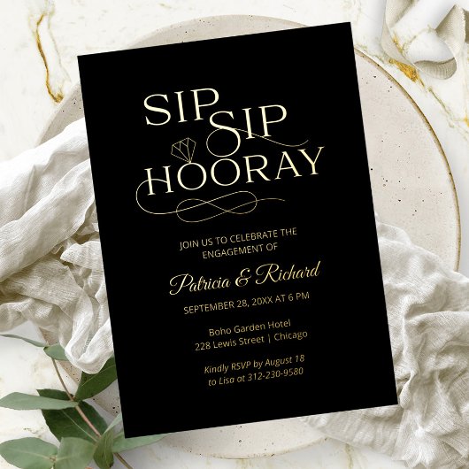 Sip Sip Hooray Engagement Folie Uitnodiging