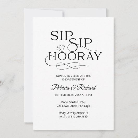 Sip Sip Hooray Engagement Party Aankondiging (Voorkant)