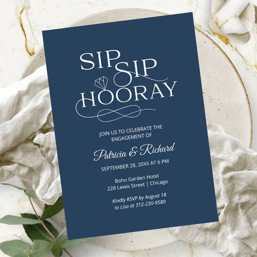 Sip Sip Hooray Engagement Party Aankondiging