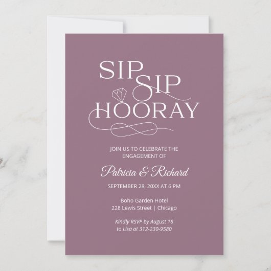 Sip Sip Hooray Engagement Party Aankondiging (Voorkant)