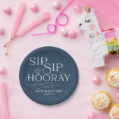 Sip Sip Hooray Engagement Party Blue Papieren Bordje (Feest)