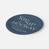 Sip Sip Hooray Engagement Party Blue Papieren Bordje (Gekanteld)
