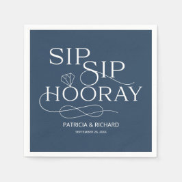 Sip Sip Hooray Engagement Party Blue Servet