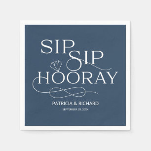 Sip Sip Hooray Engagement Party Blue Servet