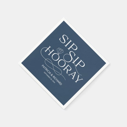 Sip Sip Hooray Engagement Party Blue Servet (Hoek)