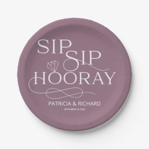 Sip Sip Hooray Engagement Party Paars Papieren Bordje