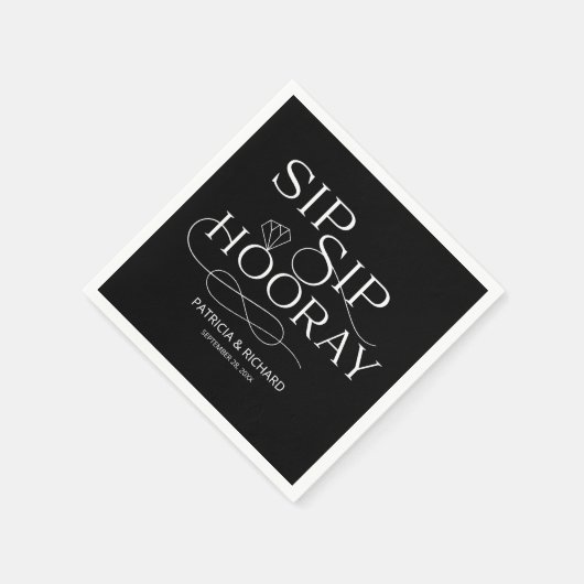Sip Sip Hooray Engagement Party - zwart Servet (Hoek)