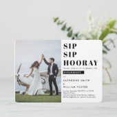 Sip Sip Hooray Foto Verlovingsfeest Uitnodiging (Staand voorkant)