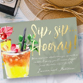 Sip, Sip Hooray. Fun Cocktail Save the Date Folie Uitnodiging