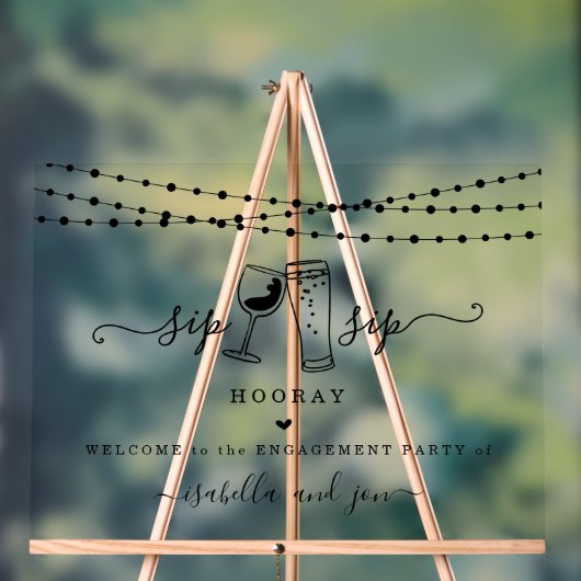 Sip Sip Hooray Fun Welcome Sign Acryl Bord (Neutraal)