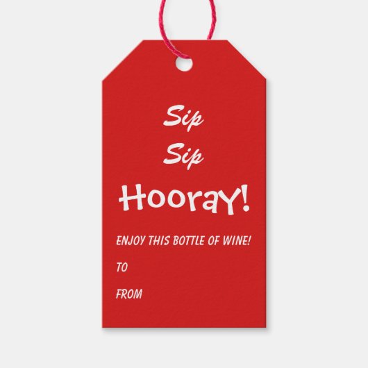 Sip Sip Hooray Funny Wine Bottle Cadeaulabel (Voorkant)