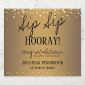 Sip Sip Hooray Gefeliciteerd met Pensioenwijn Lab Sparkling Wijnetiket (Enkel label)