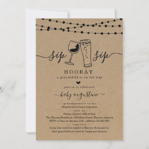 Sip Sip Hooray Grandouders' Baby shower Kaart