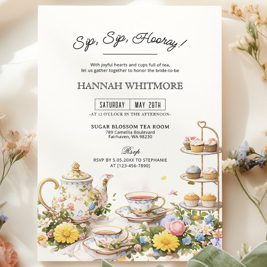 Sip Sip Hooray High Tea Party Floral Vrijgezellenf Kaart