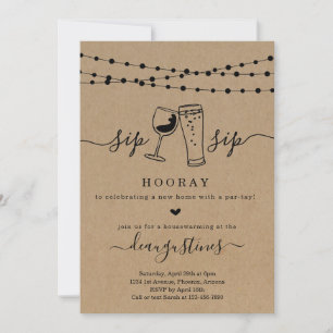 Sip Sip Hooray Houeswarming Party Invitation Kaart