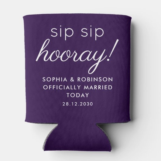 Sip Sip Hooray Huwelijksgunst Royal Paarse Funny Blikjeskoeler (Achterkant)