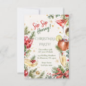 Sip Sip Hooray Kerstfeest Uitnodiging (Voorkant)