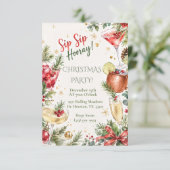 Sip Sip Hooray Kerstfeest Uitnodiging (Staand voorkant)