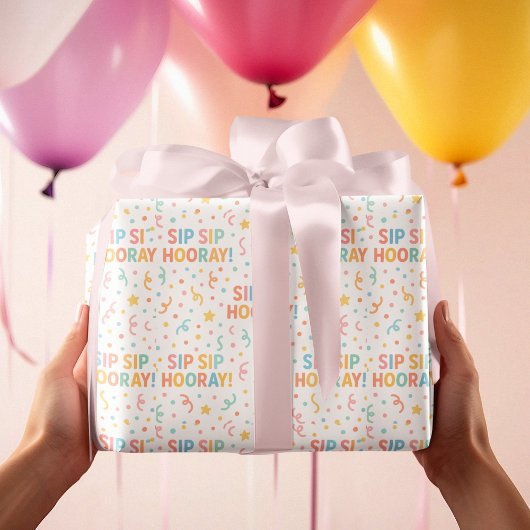 Sip Sip Hooray! Kleurrijk Confetti plezier Cadeaupapier