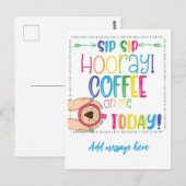 sip sip hooray koffie van mij vandaag personeelsca briefkaart (Voorkant / Achterkant)