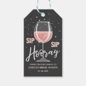 Sip Sip Hooray Labels Wijn Fles Roze Vrijgezellenf Cadeaulabel (Voorkant)