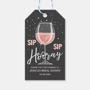 Sip Sip Hooray Labels Wijn Fles Roze Vrijgezellenf Cadeaulabel