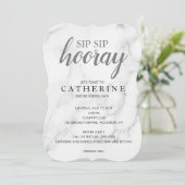 Sip Sip Hooray Marble, zwart-wit Vrijgezellenfeest Kaart (Staand voorkant)