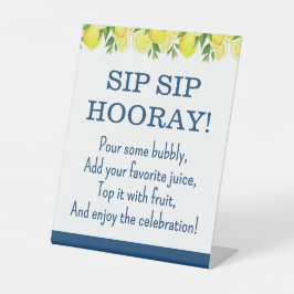Sip Sip Hooray Mimosa Bar Lemon Bridal Shower Sign Reclamebord Met Voetstuk