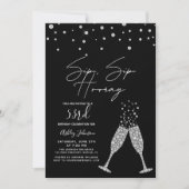 Sip Sip Hooray Modern Black & White Birthday Quote Kaart (Voorkant)