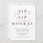Sip Sip Hooray Modern Black White Engagement Party Kaart (Voorkant)
