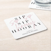 Sip Sip Hooray Modern Black White Engagement Party Kartonnen Onderzetters (Schuin)