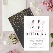 Sip Sip Hooray Modern Black White Vrijgezellenfees Kaart