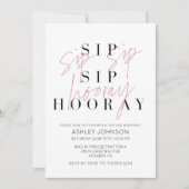 Sip Sip Hooray Modern Black White Vrijgezellenfees Kaart (Voorkant)