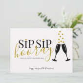 Sip Sip Hooray Modern Nieuwjaar Feestdagenkaart (Staand voorkant)