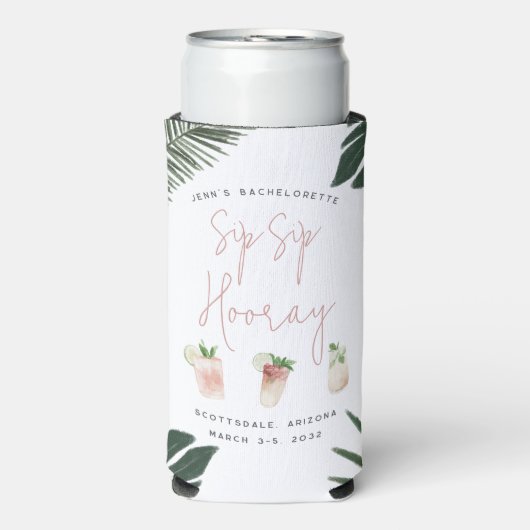 Sip Sip Hooray Persoonlijk Afscheid Als Meisje Seltzer Blikjeskoeler (Seltzer Voorkant)