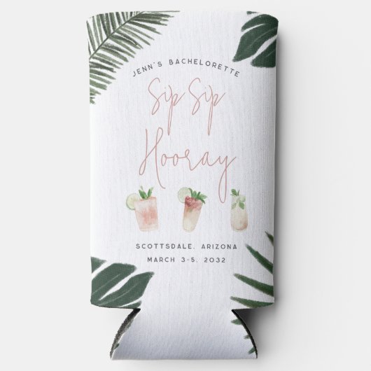 Sip Sip Hooray Persoonlijk Afscheid Als Meisje Seltzer Blikjeskoeler (Voorkant)