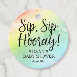 Sip Sip Hooray Rainbow Baby shower Favor Tags Bedankjes Labels