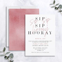 Sip Sip Hooray Roos de hele dag Wijntest Birthday Kaart