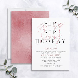 Sip Sip Hooray Roos de hele dag Wijntest Birthday Kaart