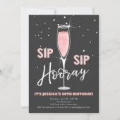 Sip Sip Hooray Roos Wine Verras Roze Birthday Kaart (Voorkant)