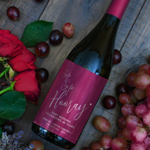 Sip Sip hooray ruby bruiloft Jubileum 40th red Wijn Etiket