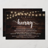 Sip, Sip, Hooray, Rustic Vrijgezellenfeest Celebra Kaart (Voorkant / Achterkant)