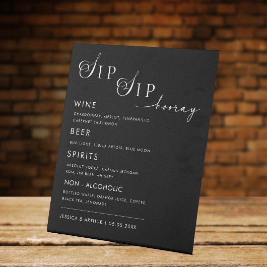 SIP SIP Hooray Stijlvolle bruiloft Bar Drink Menu Reclamebord Met Voetstuk