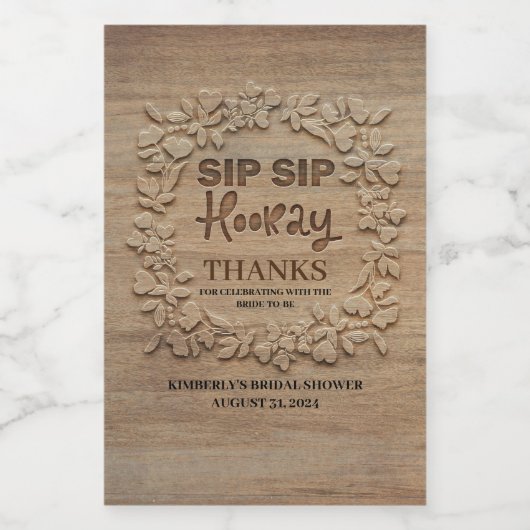 Sip Sip Hooray Trouw- of Bruidsfeest Wijn Etiket (Enkel label)