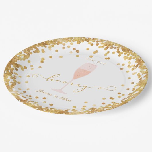 Sip Sip Hooray Verloving | Bachelorette | Shower Papieren Bordje (Gekanteld)