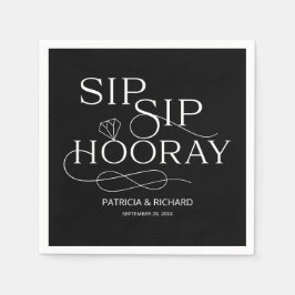 Sip Sip Hooray Verloving Feest Zwart Servet