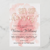 Sip Sip Hooray Vrijgezellenfeest Folie Uitnodiging (Voorkant)